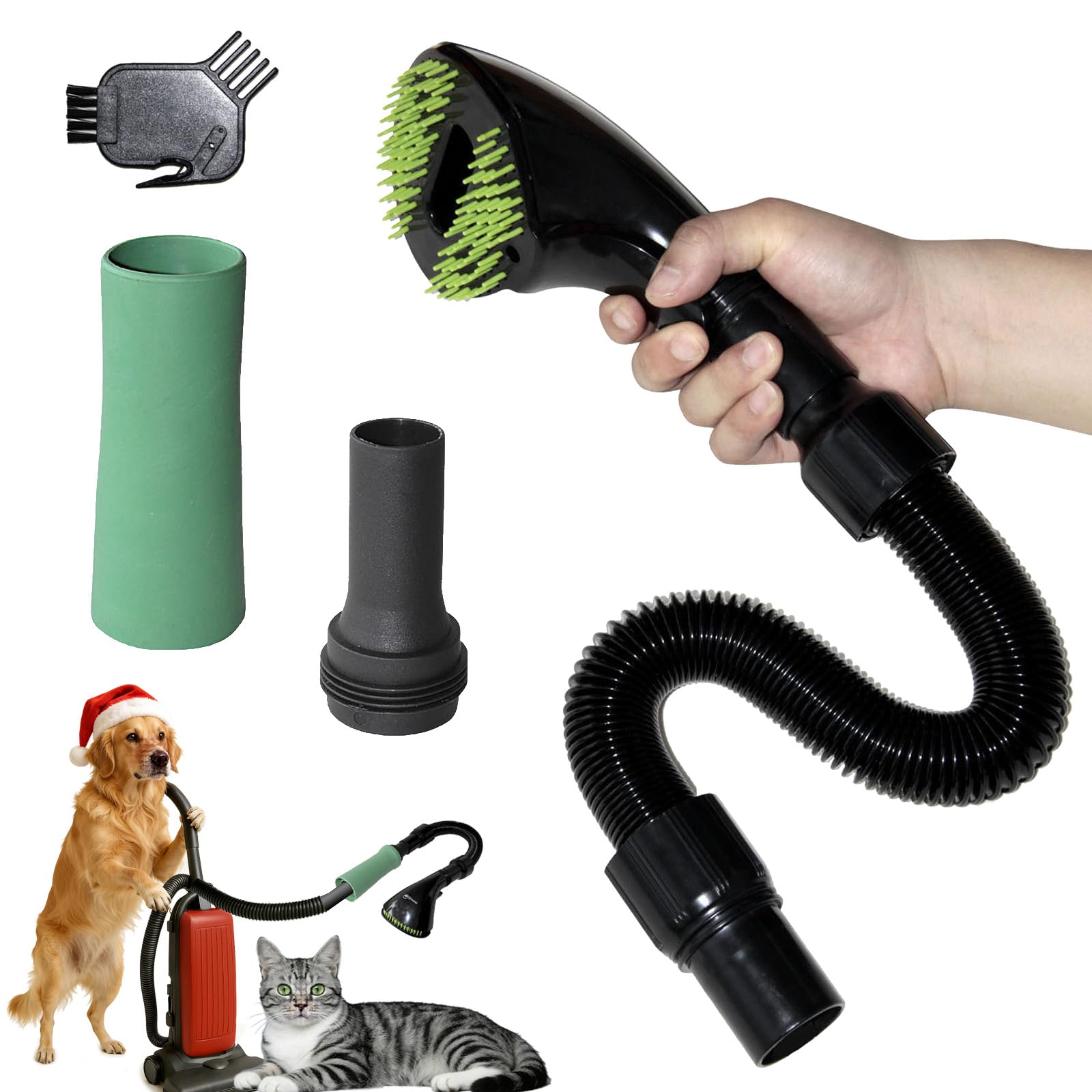 Gforest Pet Vacuum Grooming Brush Hair Remover Shedding Deshedding Attachment Tool Kit for Dogs and Cats (black)