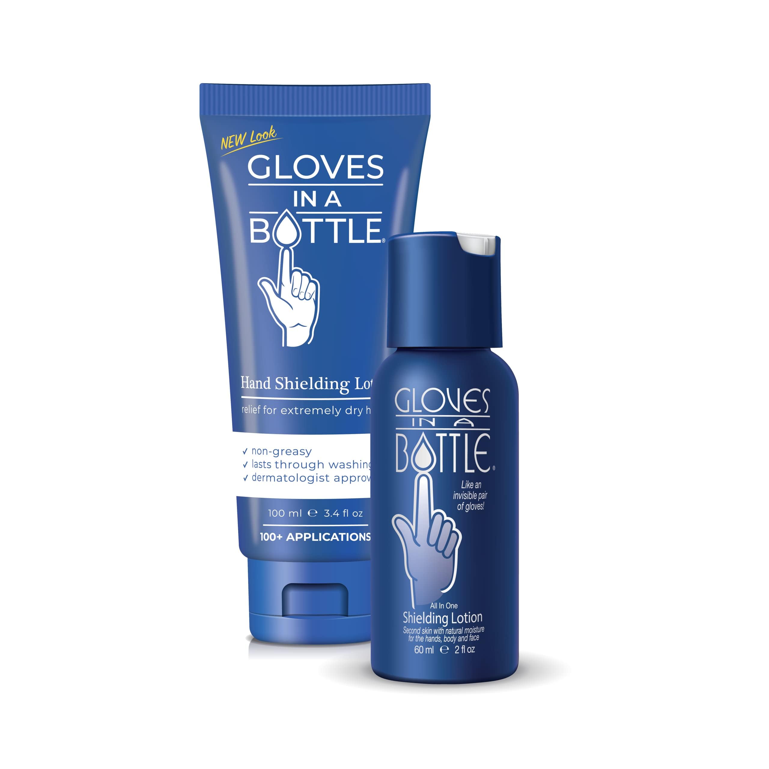 Gloves In A Bottle Shielding Lotion 100ml tube and 60ml bottle.Non greasy and fragrance free.Great for dry hands and feet!