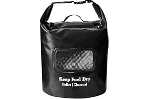 NUUK 20 LBs Fuel Pellet Storage Bag, Wood Pellet Container, Smoker Pellet Dispenser, Smoking Wood Chips Container, Wood Pellet Storage Bucket, Black