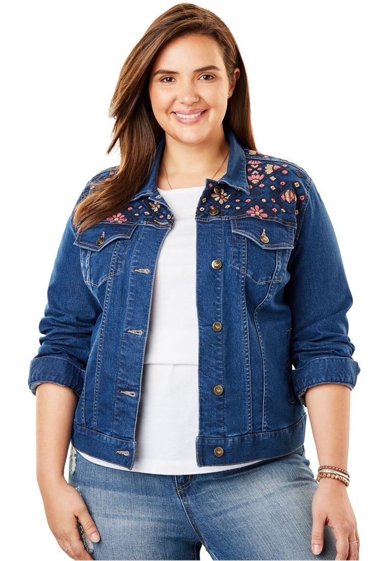 woman within denim jacket