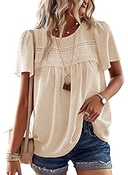 Falechay Womens Plus Size Tops Cute Swiss Dot Flowy