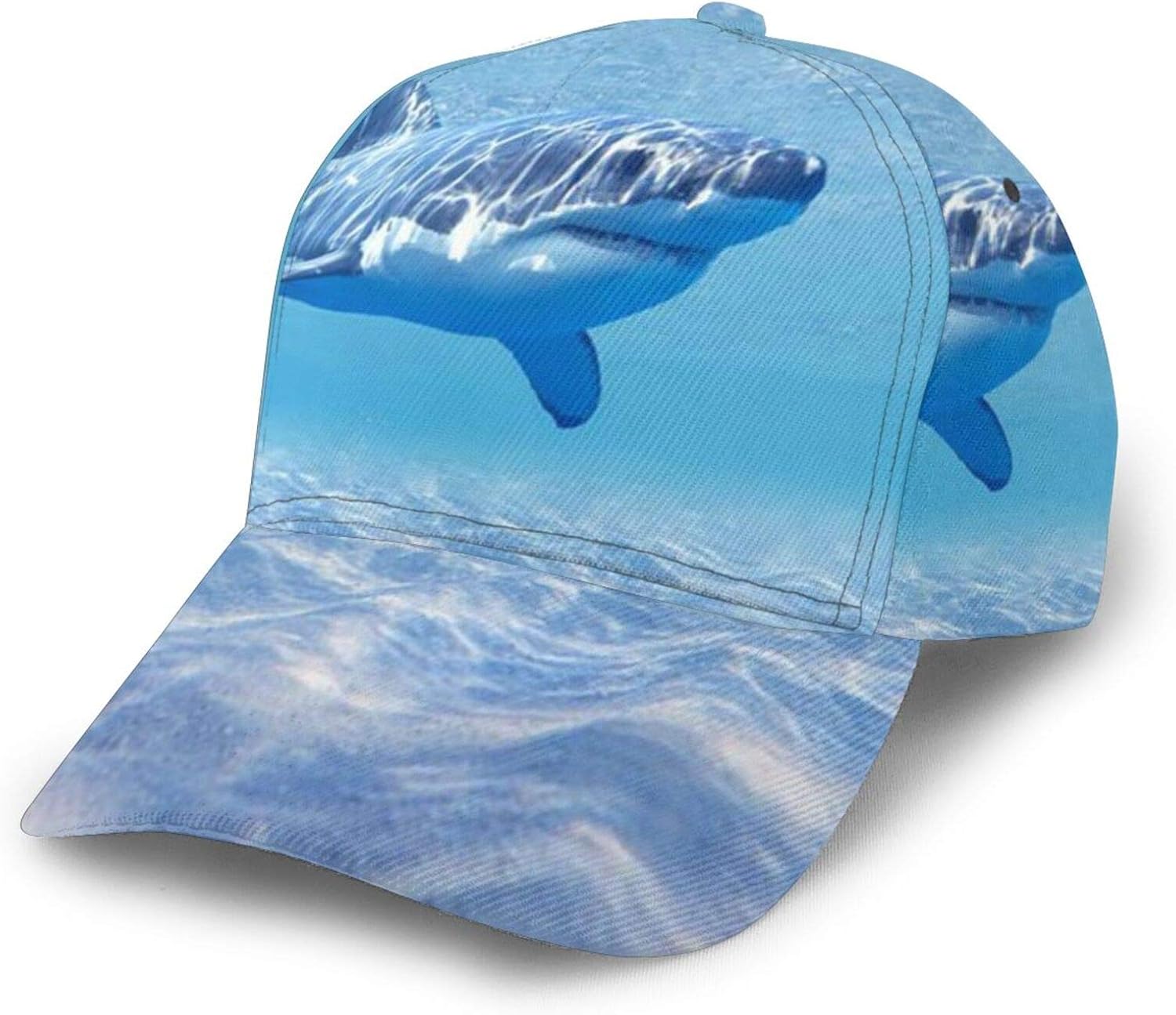 Ocean Sharks Print Casual Baseball Cap Adjustable Twill Sports Dad Hats