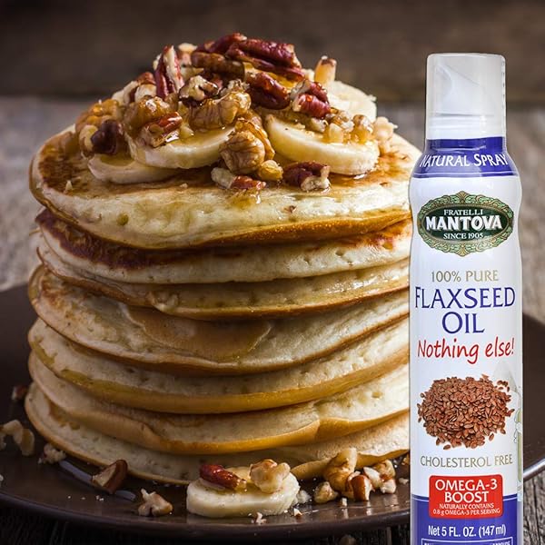 MANTOVA FLAXSEED OIL, 100% PURE COOKING SPRAY WITH OMEGA-6, PERFECT FOR KETO SNACKS, BAKING, OR SEASONING FOR COOKING, OUR OIL DISPENSER BOTTLE LETS YOU SPRAY, DRIP, OR STREAM WITH NO WASTE, 5 OZ