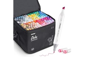 Ohuhu Lot de 160 marqueurs de couleur à base d'alcool à double pointe (fine et burine) pour adolescents, marqueurs de dessin 