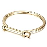 WISTIC Silver Bar Screw Cuff Bangle Bracelets for