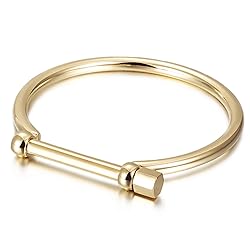 WISTIC Silver Bar Screw Cuff Bangle Bracelets for