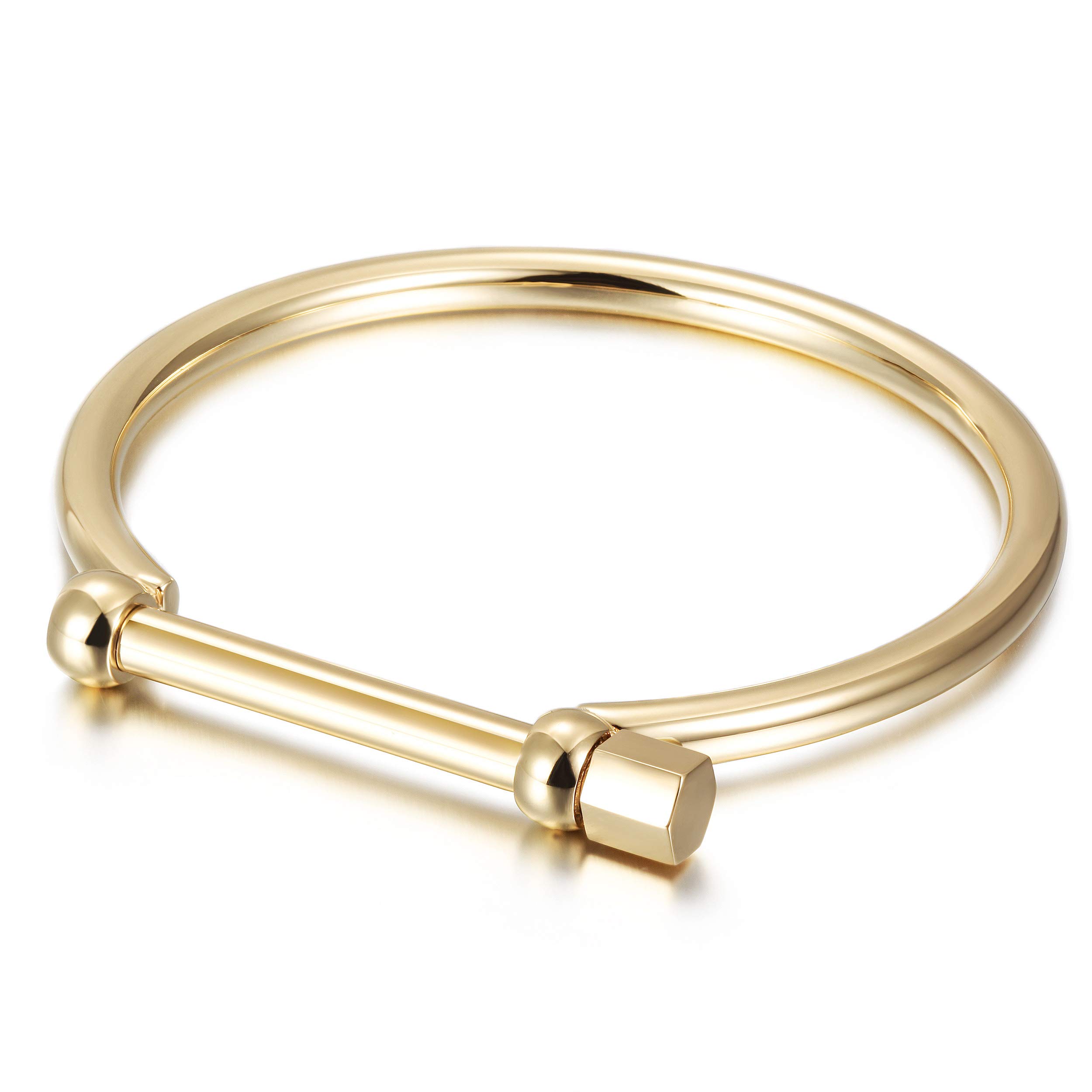 WISTIC Silver Bar Screw Cuff Bangle Bracelets for