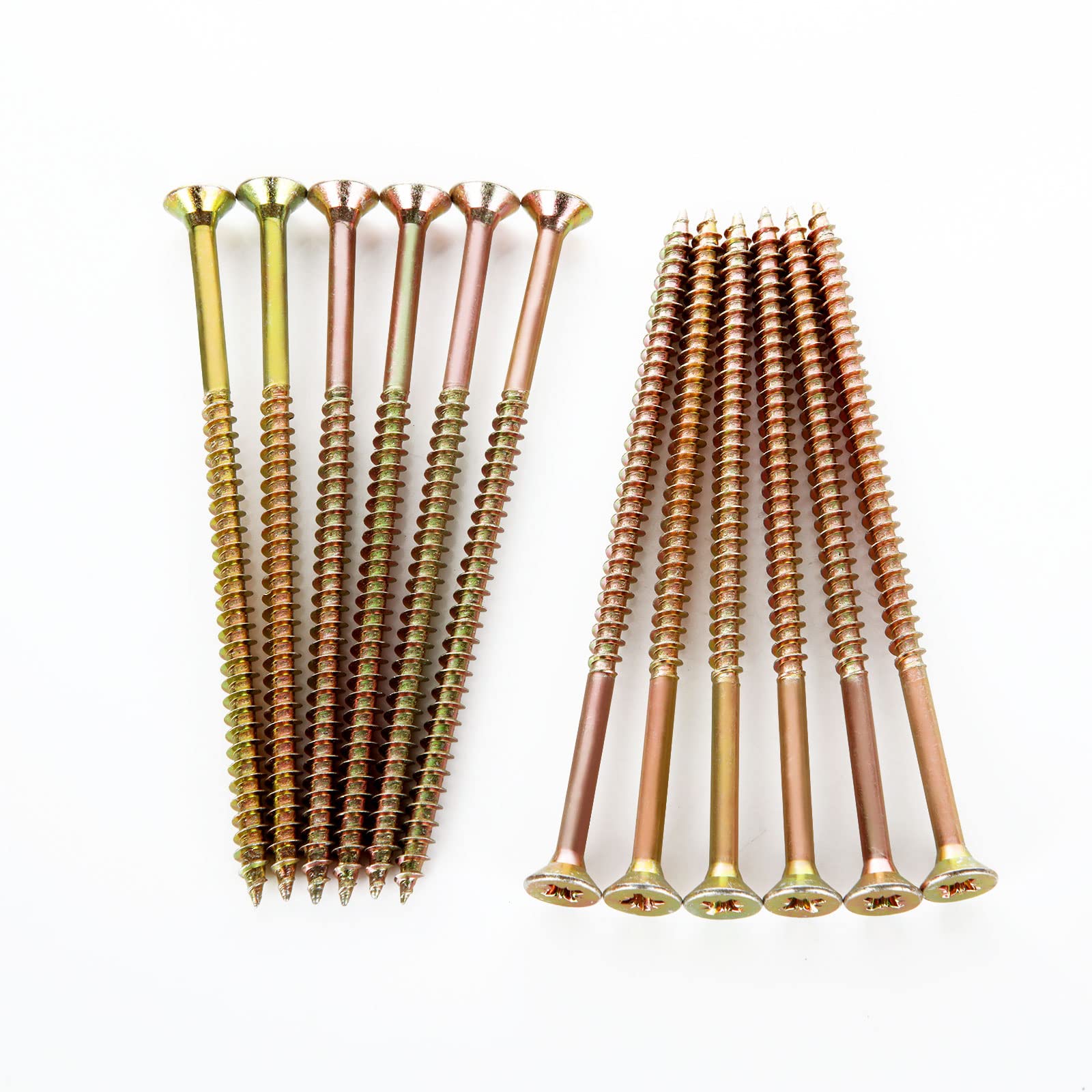 Goyada 150PC Wood to Concrete Screws 5mm x 100mm Gold, External Decking for Chipboard, Home DIY Construction Repair