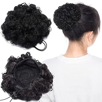 Short Curly Hair Ponytail Scrunchie African American Afro Kinky