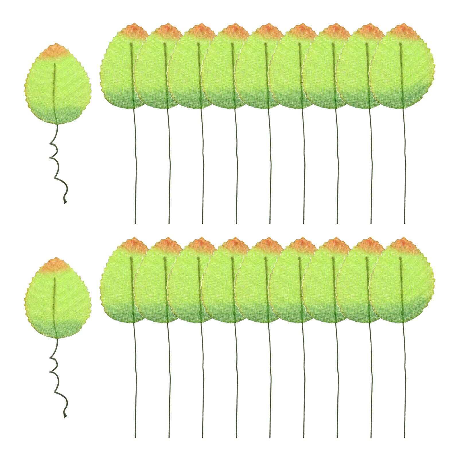 PATIKIL Orange/Green Artificial Leaves with Stems, 50 Pack Fake Leaves Silk Faux Leaf for DIY Home Wedding Decoration Bouquets Wreaths Party Decor