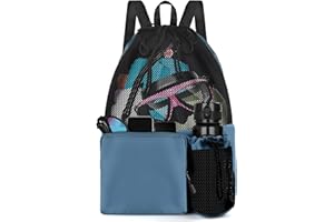 BROTOU Swim Bag Beach Backpack with Wet Pocket Mesh Drawstring Bags for Swimming, Gym
