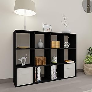 LETMOBEL Cube Organizer | Book Shelf Organizer with Cube Storage Shelf | DIY Cubical Storage Organizer | Shelf Organizer for Bedroom Living Room Office | Cube Shelf for Home Offices (Black, 12 Cube)