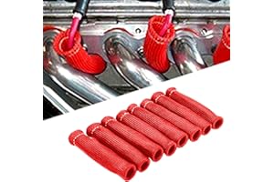 neynavy Pack-8 Spark Plug Protect Boot, 1200°F Spark Plug Heat Cover, Leak-proof High Temperature Resistant Insulator Sleeve for Most Cars SUVs and Trucks (Red)