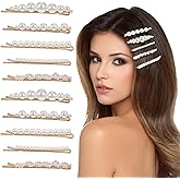 ElevateTech Pearl Hair Clips, 10Pcs French Pearl Hair Pins Elegant Pearl Bobby Pins Sweet Bride Headwear Decorative Hair Barrettes Hair Accessories for Wedding Birthday Prom Party Christmas Women Girl