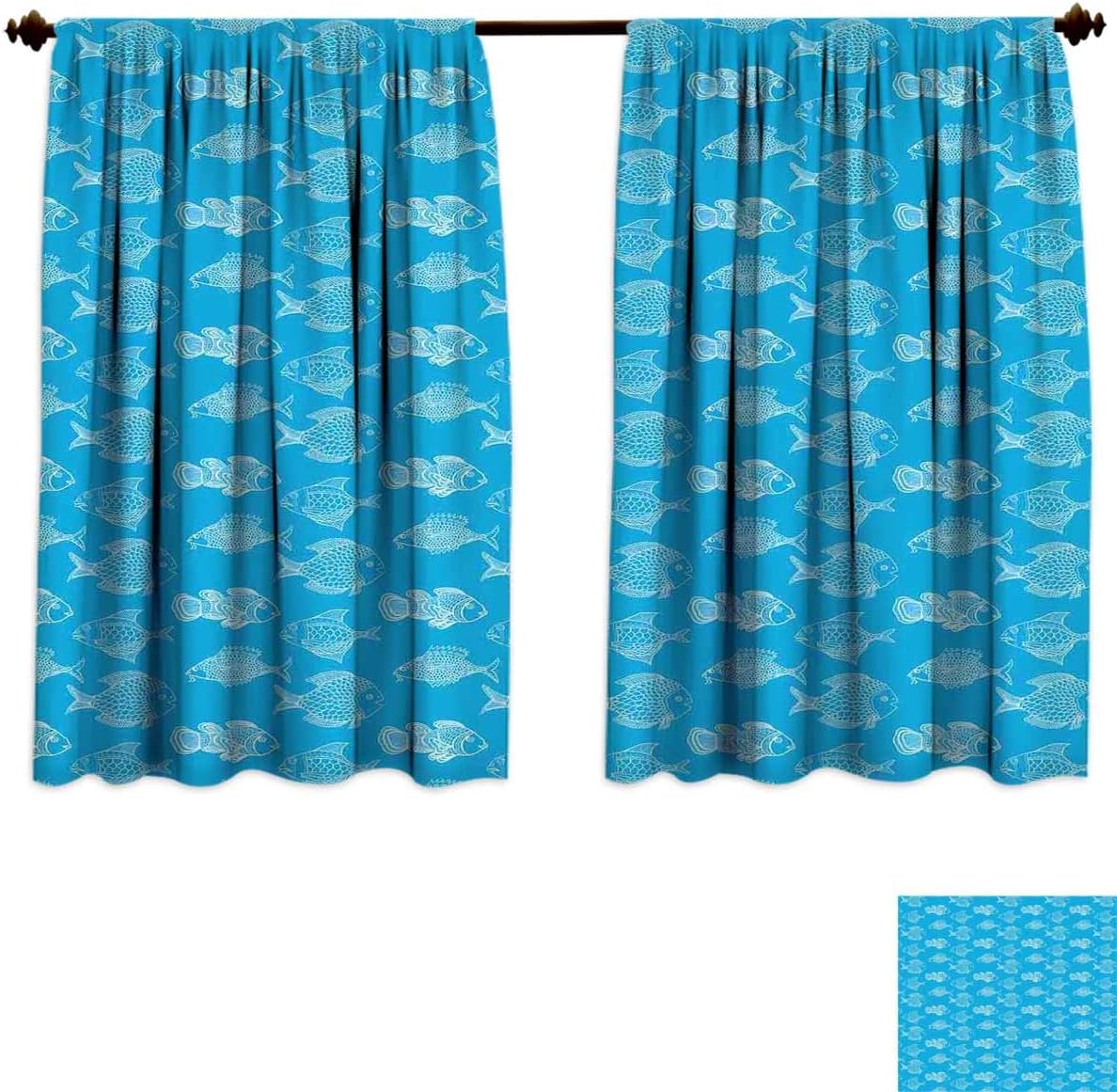 Blue and White Curtains 84 Inches Long Azure Blue and White Sliding