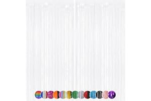 FORLVWOON White Metallic Tinsel Foil Fringe Curtains Backdrop 2Pack 3.3x8.3Ft White Party Streamers for Birthday Party Decorations Halloween Christmas Decors Foil Curtain Backdrop for Bachelorette Wedding