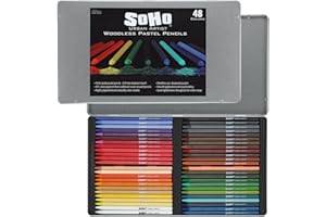Soho Urban Artist Woodless Pastel Pencils - Set of 48, Professional Artist-Grade, 40% More Pastel, Water-Soluble, Pre-Sharpen