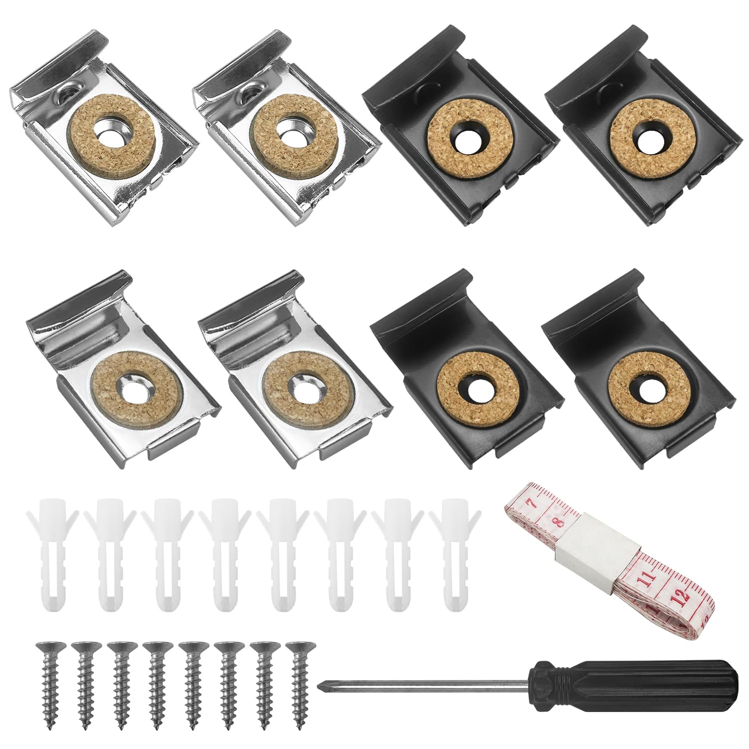 8 Pcs Mirror Brackets,Frameless Mirror Fixings Clips Hanging Kit Corner Mounting Brackets Wall Fixing,Mirrors Holder Built-in Spring Suitable for Bathrooms Living Rooms Walls Toilets Door
