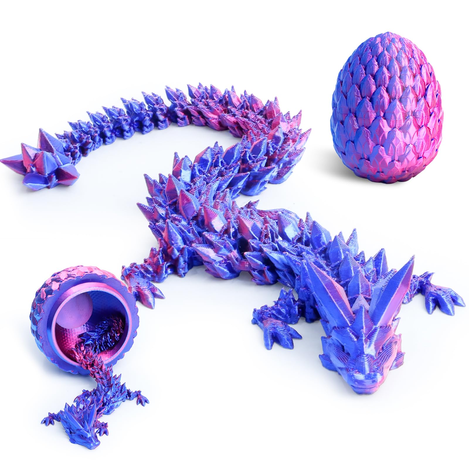 Photo 1 of Flavery 3D Printed Dragon Egg - 12 inch Crystal Dragon Inside, 3D Printed Gift, Executive Desk Toy, Figure Decor, Easter Basket Stuffers(Purple)
