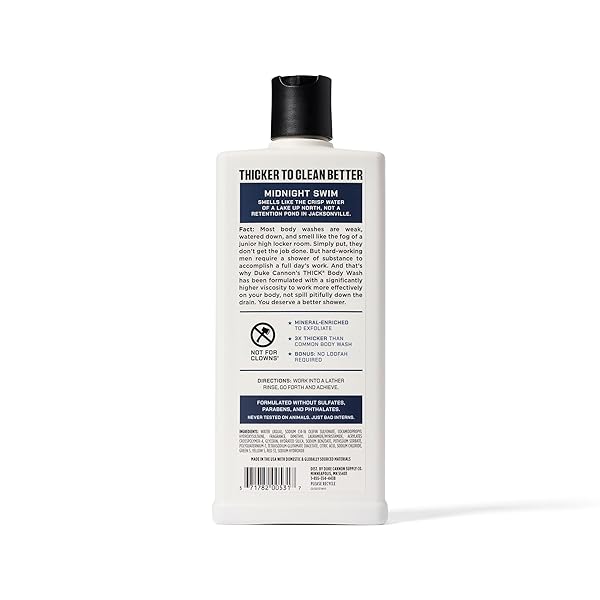 DUKE CANNON SUPPLY CO. THICK HIGH VISCOSITY BODY WASH – 3X THICKER, PLANT-BASED, MINERAL-ENRICHED BODY WASH FOR MEN – SANDALWOOD AND LAVENDER – MENS BODY SCRUB – MIDNIGHT SWIM (18 OZ)