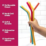 Joie Rainbow Silicone Straws Reusable 6 Pieces with Cleaning Brush view 5