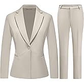 MODFUL Women's 2 Piece Business Suit Pant Set Slim Fit One Button Blazer Jacket Lady Work Suit for Office