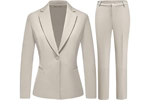 MODFUL Women's 2 Piece Business Suit Pant Set Slim Fit One Button Blazer Jacket Lady Work Suit for Office