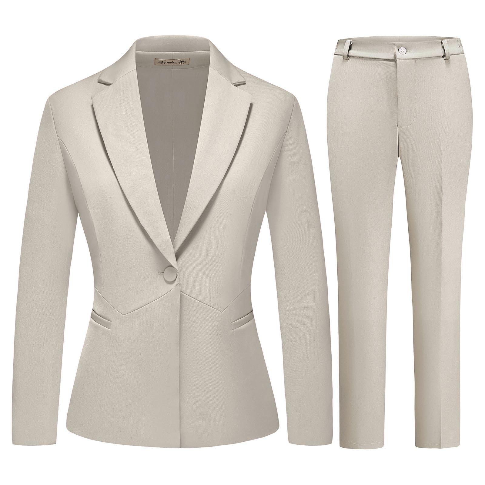 Photo 1 of *JACKET ONLY* MODFUL Women's 2 Piece Business Suit Pant Set Slim Fit One Button Blazer Jacket Lady Work Suit for Office (Apricot,Large)