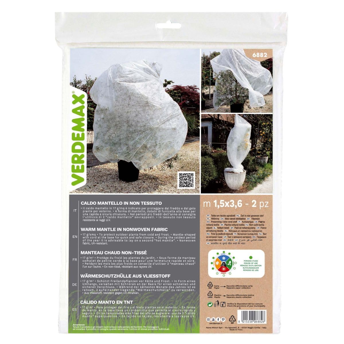 Verdemax 6883 17 g/m sq 2.2 x 4.4 m Nonwoven Fabric Warm Mantle (2-Piece)