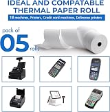 G4GADGET 20 Pack 80x80 Thermal Paper Till Rolls with Red Warning Strip view 5