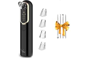Yccu Blackhead Remover Vacuum Pore Extractor Black Head Remover for Face and Nose Blackhead Extractor Tool Pore Cleane Vacuum with USB Charge 4 Modes 5 Suction Heads for Women and Men (Black)