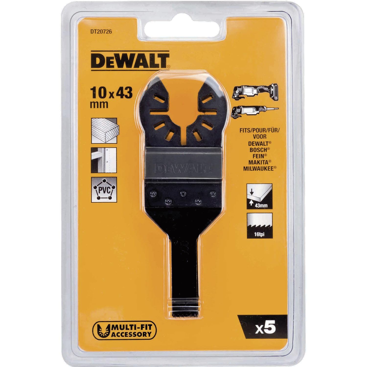 DeWalt Accessories Pack of 5 Blade 43 CM x 30 MM, DT20725-QZ