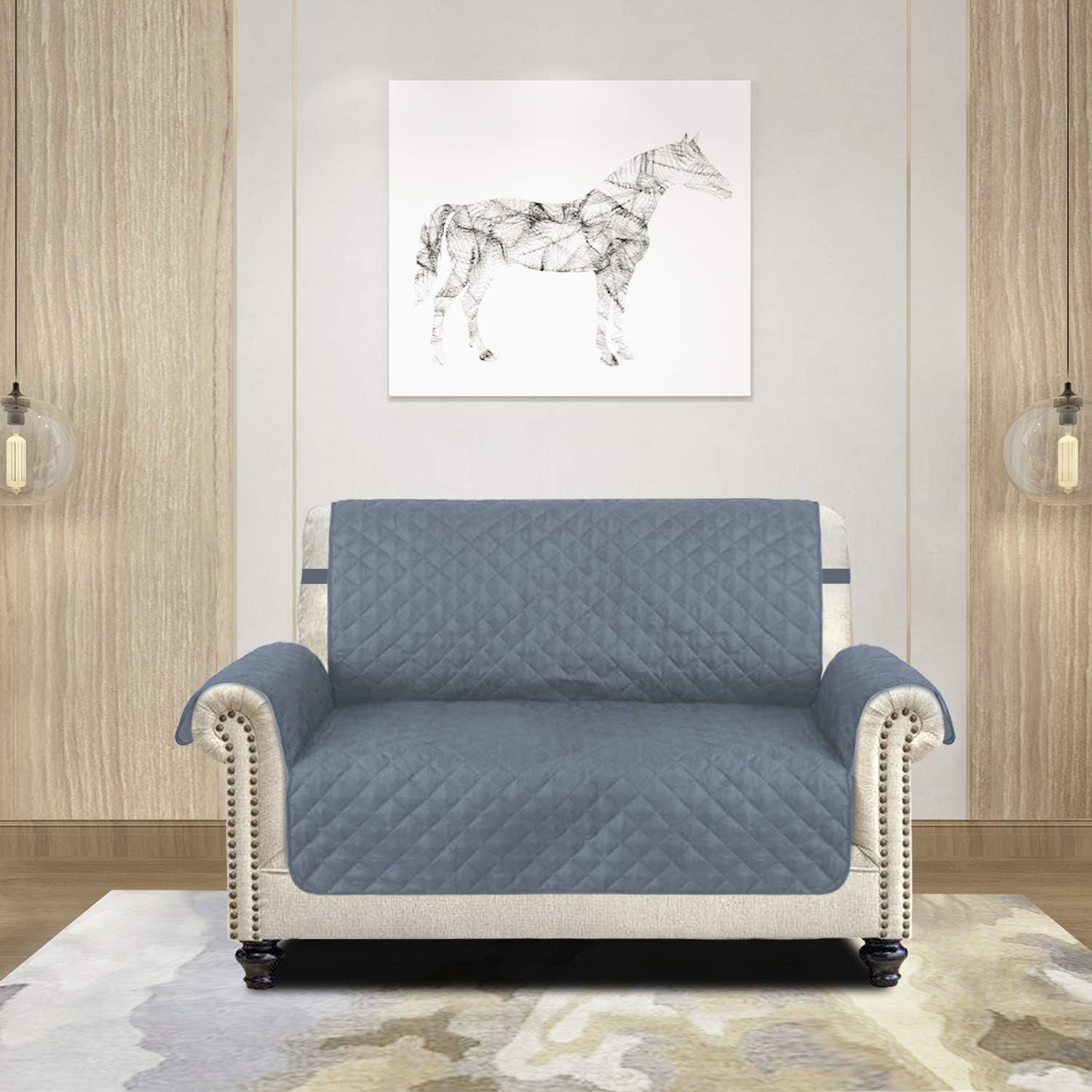 ZESTILK Sofa Slipcover – Washable Sofa Cover - Furniture Protector - 2 Inch Strap Hook - Seat Width Up to 54 Inch - Elastic Straps - Anti-Slip Foams Couch Cover for Dog, Cat, Pets, Kids, Children