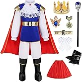 Akokvlar 10 Pcs Prince Charming Costume for Boys Medieval Royal King Outfits for Kids