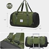 Laripwit 40L Gym Bag Sports Duffle with Shoe Compartment Wet Pocket Green view 5