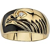 PalmBeach Men's Yellow Gold-Plated Enamel Cubic Zirconia Accent Eagle Ring Sizes 8-13