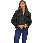 SUGAR POISON Women Winter Coats 2023 Women's Long Sleeve Fluffy Faux Fur Warm Coat Sherpa Jacket Outwear