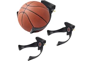 Jolitac Wall Mounted Ball Holder Display Sports Balls Storage and Decoration Shelf Black Self-Sticking Claw Racks