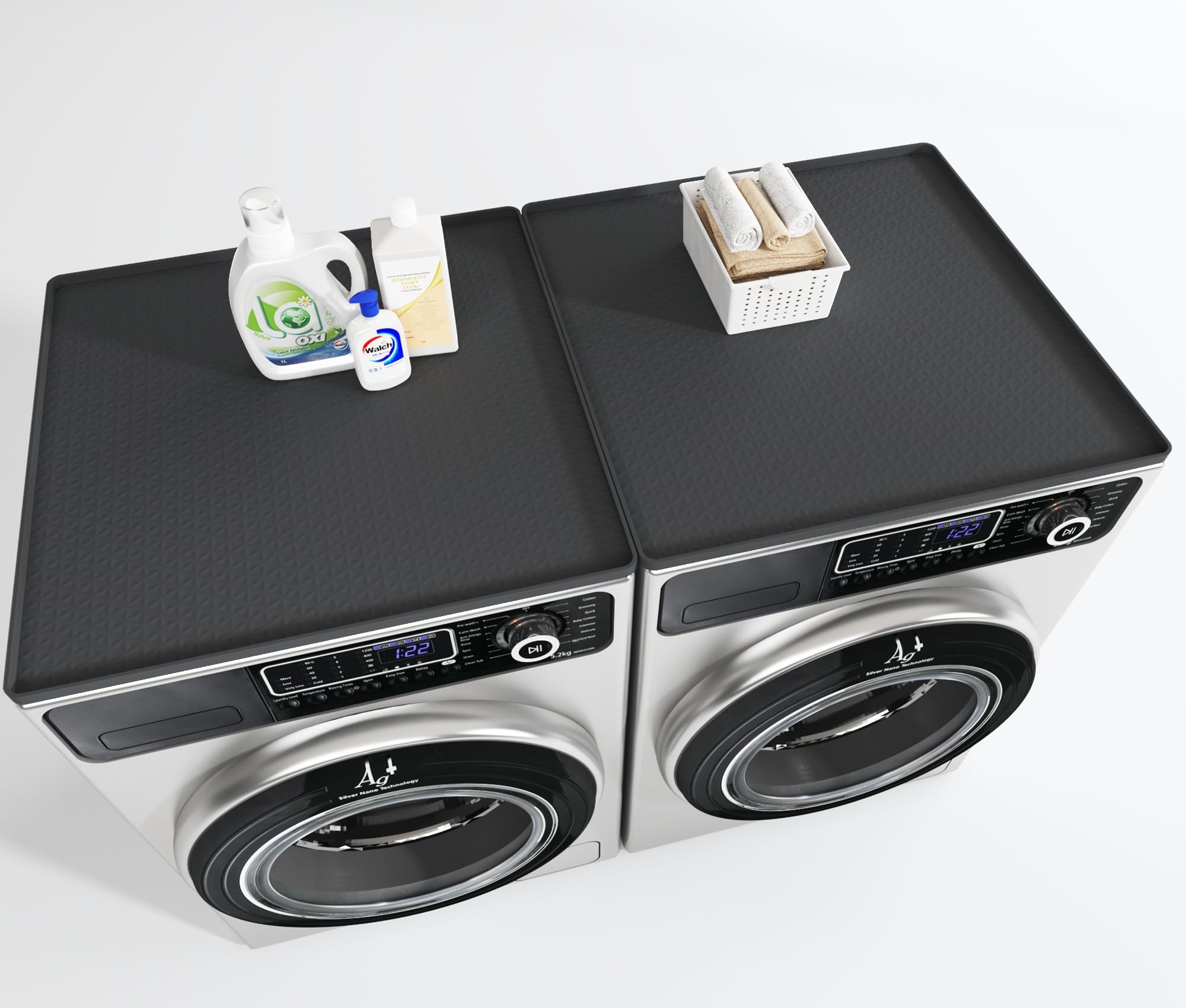 Photo 1 of 2 PCS Washer Dryer Countertop, 25.6" x 25.6" Large Washer and Dryer Covers for The Top, Non-Slip Waterproof Silicone Dryer Top Protector Mat, Washer Dryer Topper for Laundry Room Kitchen Home?Black?