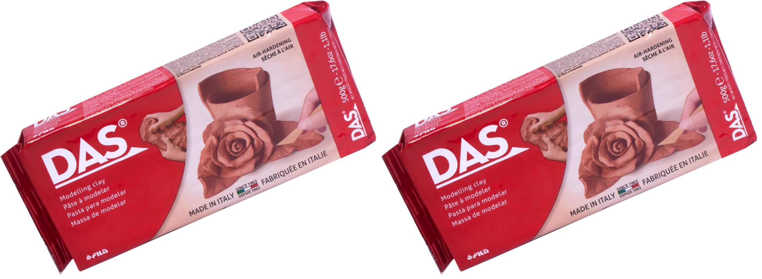 DAS Terracotta Air-Hardening 500g Modelling Clay, Ideal for Professionals & Hobbyists (Pack of 2) — image 1