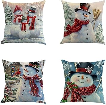 Amazon Com Korlon 4 Pcs Christmas Pillow Covers 18x18 Inch