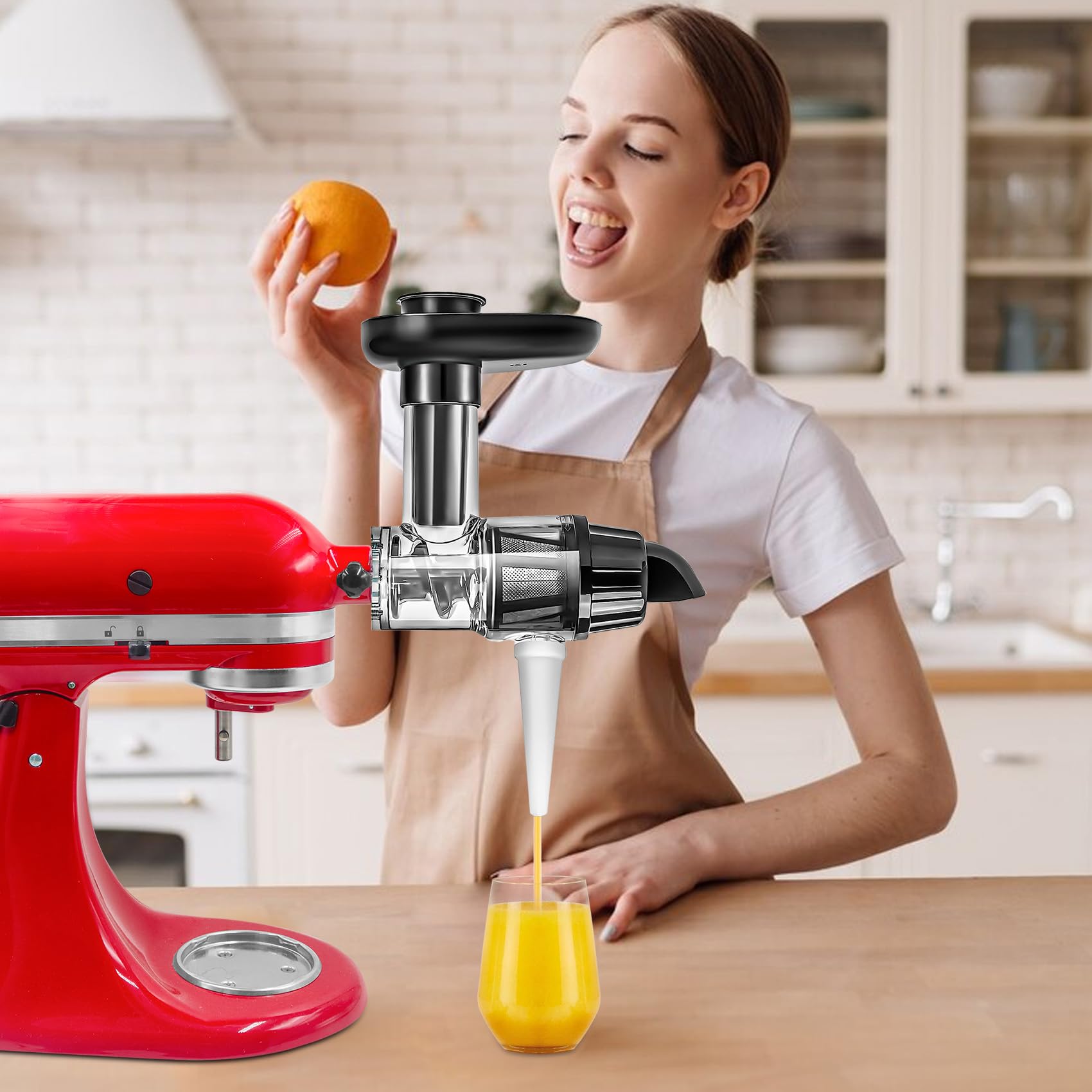 Juicer Attachment for KitchenAid Mixers - Masticating Juicer Accessories Slow Juicer for Kitchen Aid All Models Stand Mixers, Spiralizer Citrus Juicer Parts, Separate Juice and Pomace (Black)