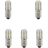 GutReise E10 LED Light Bulb,5 PCS 12V Warm White Lamp 1W 100LM 3000K,Miniature Screw Replacement Bulbs (Warm White, 12V)