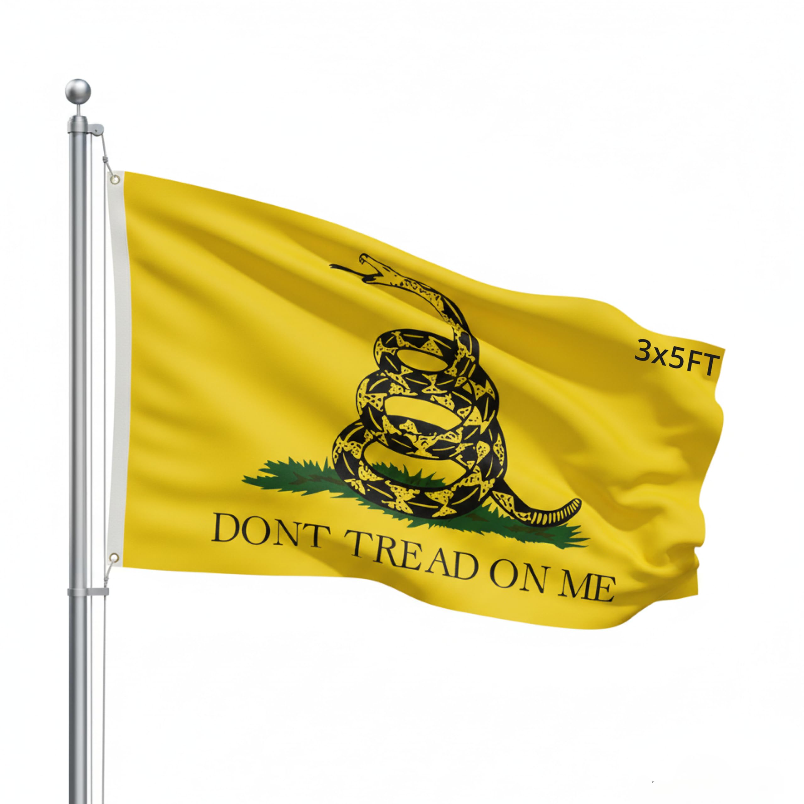 Gadsden Don't Tread on Me, Tea Party Outdoor Flag - Large 3' x 5', Weather-Resistant Polyester Don't Tread Tea Party โ image 1