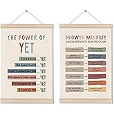 DOI-LANEE Mental Health Growth Mindset Posters Hanger Frame, Set of 2, Positive Affirmations Wall, Therapy Office Decor, Inspirational Decor for School Counselor Office Bedroom 16x12 Inch