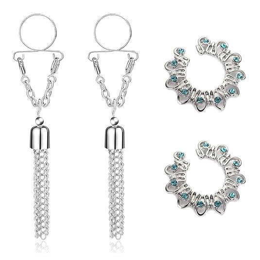 JFORYOU 2 Paar Fake Brustwarzenpiercing Damen Nippelschmuck Ohne Piercing Edelstahl Kein Piercing