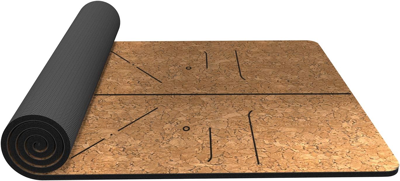 FrenzyBird 5mm Natural Cork Yoga Mat With OXFORD Mat Bag and Strap, Non-Slip, Double-Sided,Free of PVC and Other Harmful Chemicals, For Yoga,Hot Yoga and Pilates …