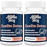 MythoTecq 2300 MG Zeolite Detox Capsules - Activated Charcoal & Bentonite Clay, Highly Absorbable Full Body, Liver & Gut Cleanse, Zeolite Clinoptilolite（180 Capsules）