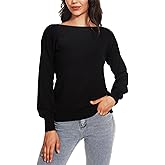 Women's Boat Neck Long Sleeve Sweaters Casual Lightweight Knit Pullover Tops Fall Winter Trendy
