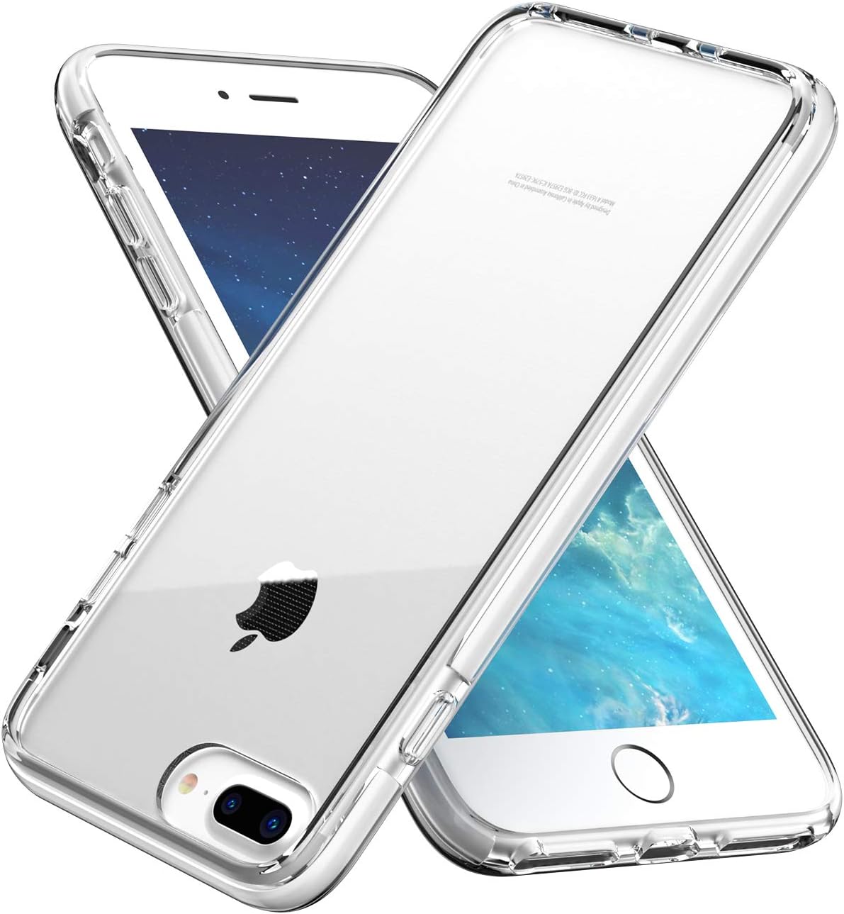 EYZUTAK Crystal Clear Case for iPhone 6 Plus 6S Plus 7 Plus 8 Plus,Anti-Yellow Ultra Thin Silicone Soft Shockproof TPU Bumper Case for iPhone 6 Plus/6S Plus/7 Plus/8 Plus - Clear Back & White Frame